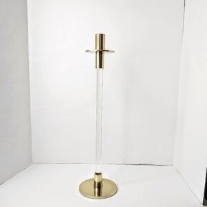 Creative Co-op tall acrylic/gold taper candle holder.